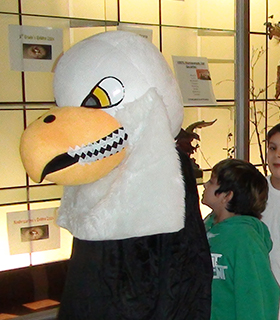 Eagle mascot with children